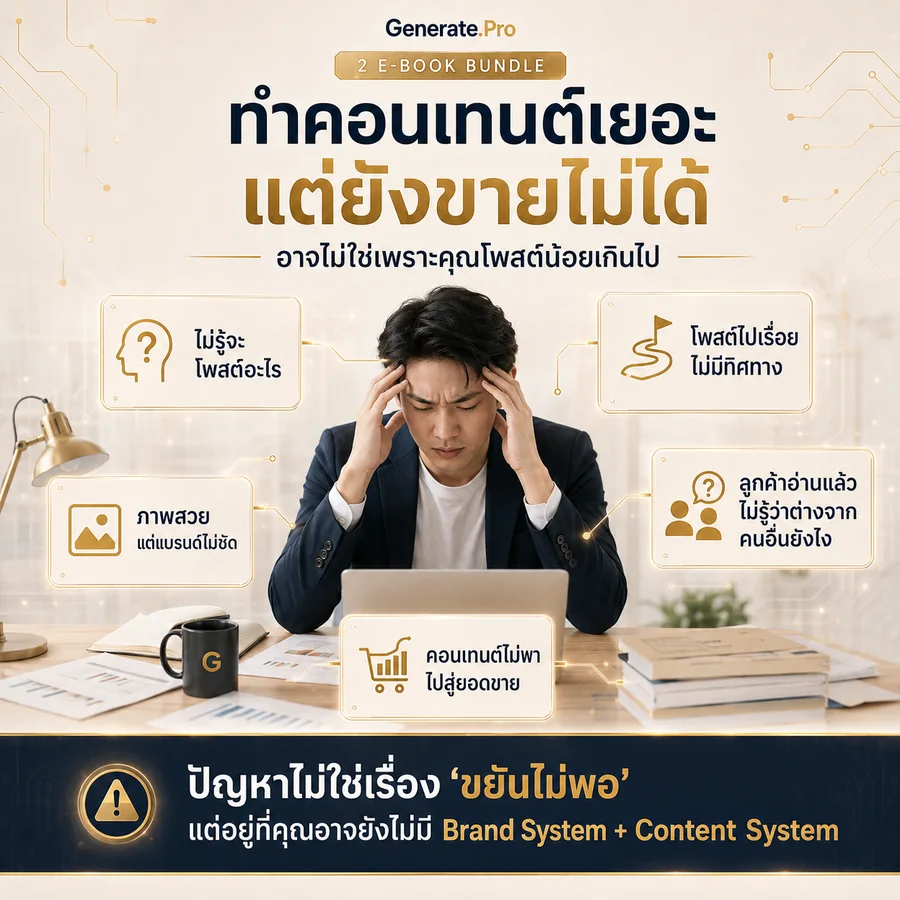 ทำคอนเทนต์เยอะแต่ยังขายไม่ได้ — ปัญหาไม่ใช่เรื่องขยันไม่พอ แต่คือยังไม่มี Brand System และ Content System