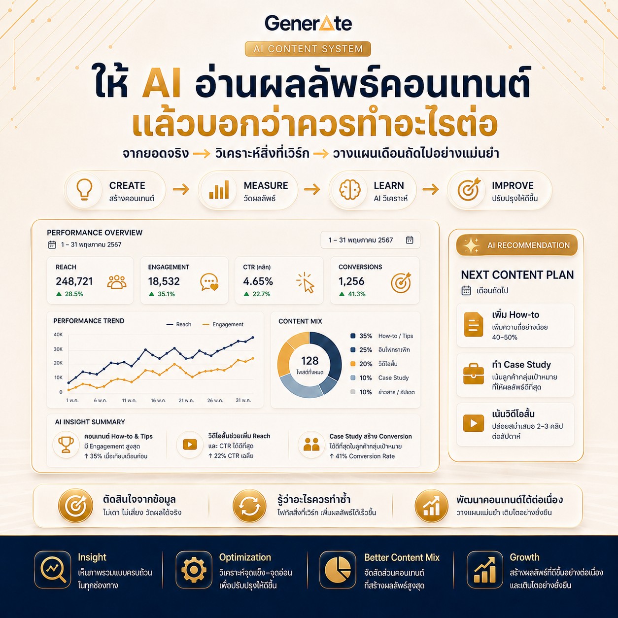 วงจร Create Measure Learn Improve — Agent 04 คือฟันเฟืองขั้น Measure ที่ทำให้วงจรนี้หมุนเองได้