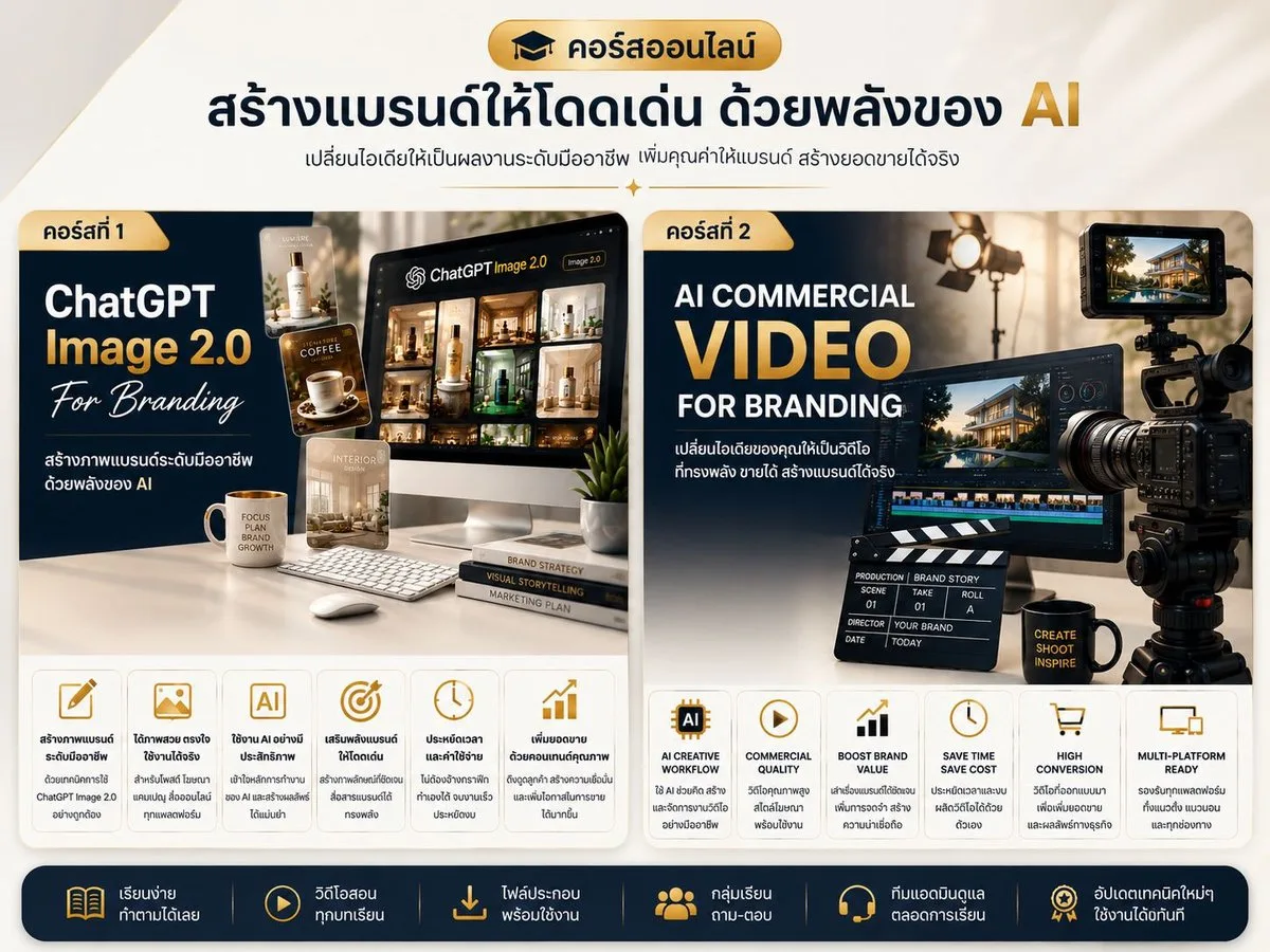 คอร์สออนไลน์ ChatGPT Image 2.0 & AI Commercial Video For Branding